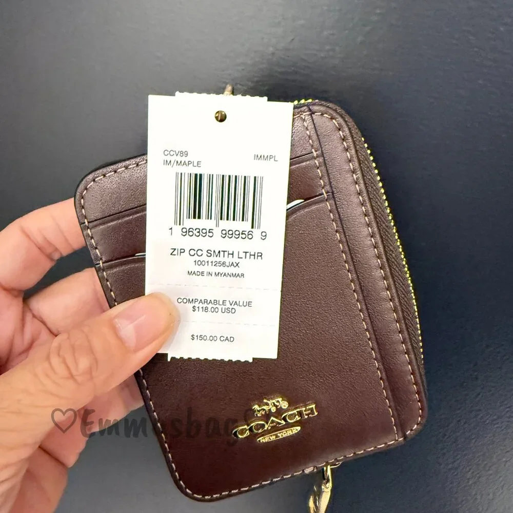 Coach Zip Card Case CCV89 smooth leather/Gold/Maple - Picture 7 of 7